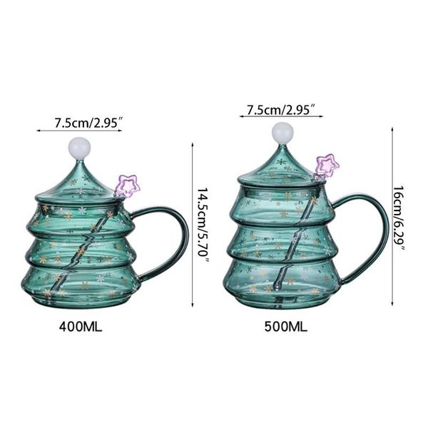 

mugs h7jb 400/500ml creative christmas tree cup tea coffee mug with lid star spoon drinking glass for xmas day year valentine
