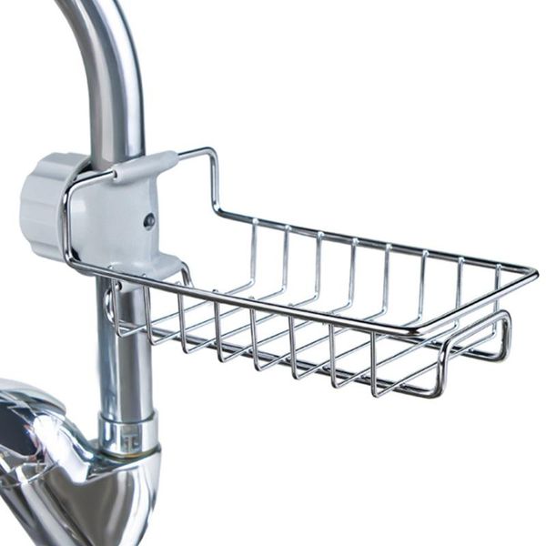 

faucet practical organizer rustproof home water filtering kitchen silver stainless steel holder bathroom clip storage rack shelf & organizat
