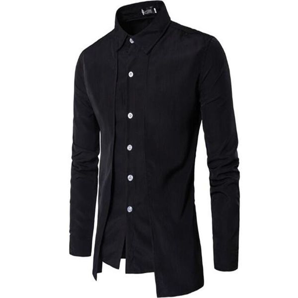 

men's casual shirts fake two creative long sleeve shirt, White;black