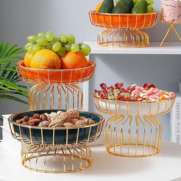 

storage bottles & jars ceramic iron frame fruit plate light luxury art snack kitchen container cosmetic tray items