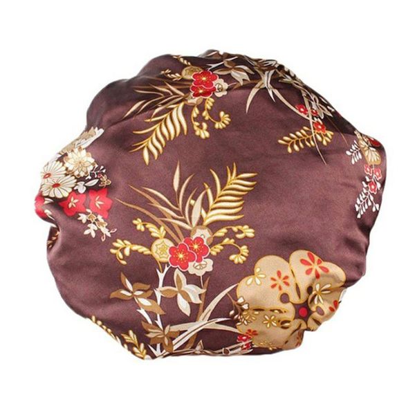 

shower caps satin night hat women's soft elastic wide band suitable for sleeping printing brim headband chemo
