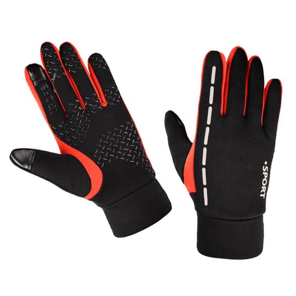 

ski gloves 1 pair waterproof warm anti-slip windproof breathable screen touch for hiking camping cycling skiing (red, size)