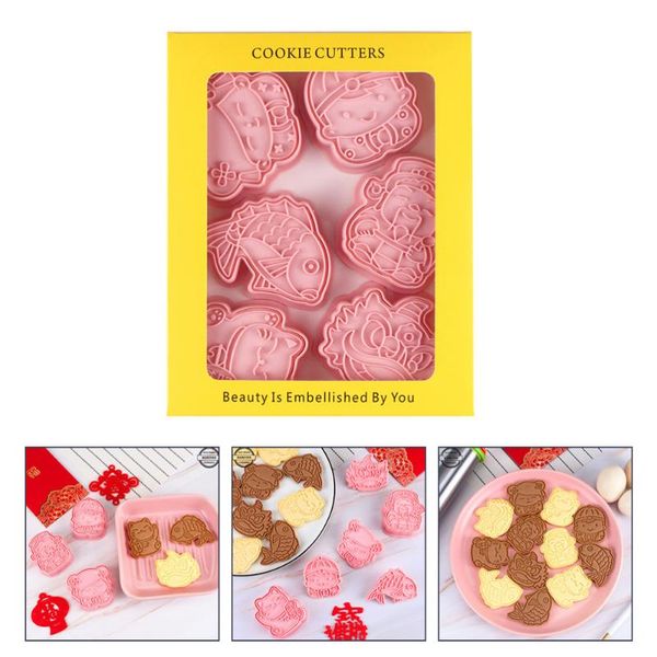 

set/6pcs diy biscuits molds year theme cookie baking tools moulds