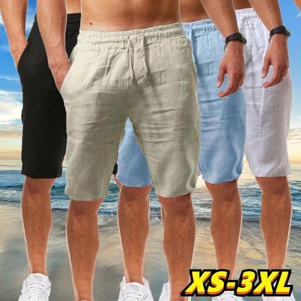 

fashion summer style men's casual sports cotton and linen comfortable shorts jogger short pants, White;black