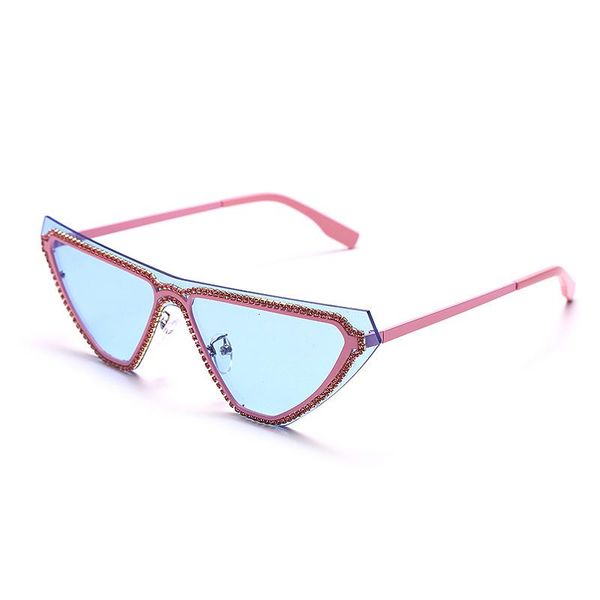 

mirrors personality small fresh diamond-studded frameless siamese sunglasses