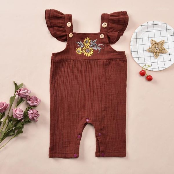 

jumpsuits est born infant baby girls fashion sleeveless embroidery print romper jumpsuit for toddler1, Blue