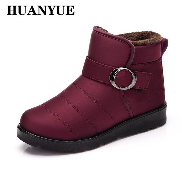 

boots 2021 classic women winter waterproof ankle snow warm fur plush insole platform shoes botas mujer, Black