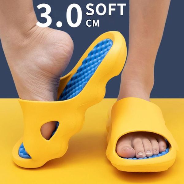 

massage slippers women outdoor summer shoes indoor slides outside soft eva men home bathroom cool non-slip beach sandals, Black