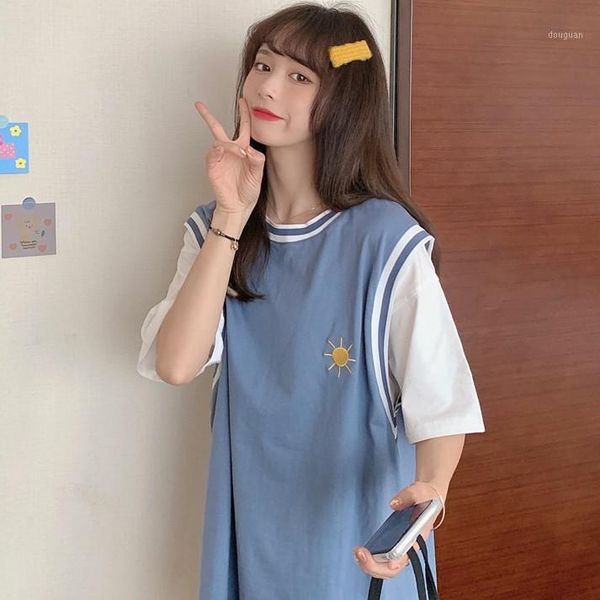 

two short sleeve t-shirts for women's trendy and loose korean version half shirt harajuku women t-shirt, White