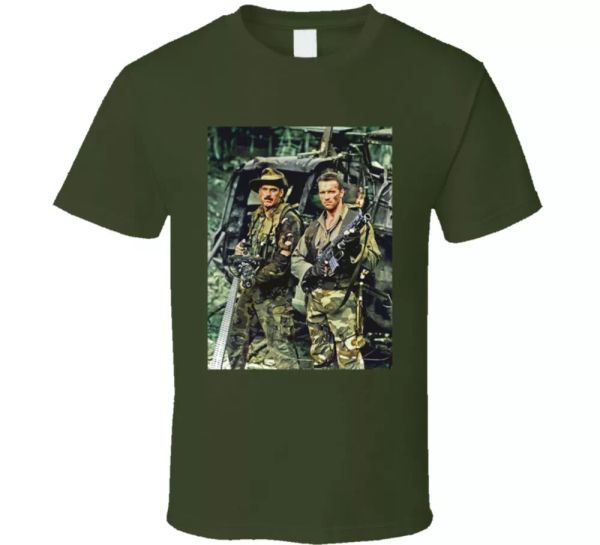 

arnold schwarzenegger jesse ventura predator movie fan t shirt, White;black