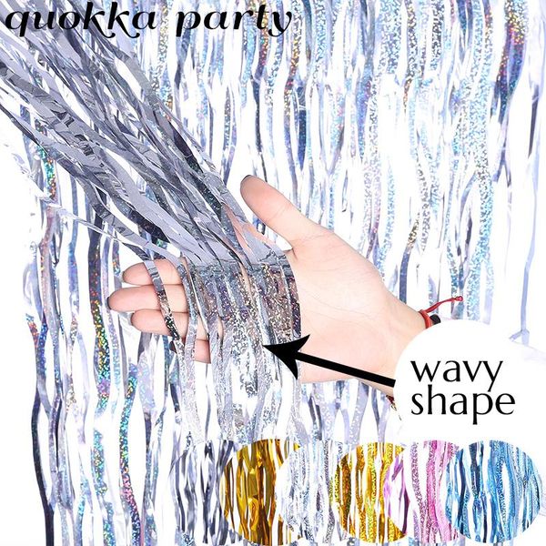 

party decoration glitter wavy shape backdrop curtain tinsel foil baby shower wedding birthday po props