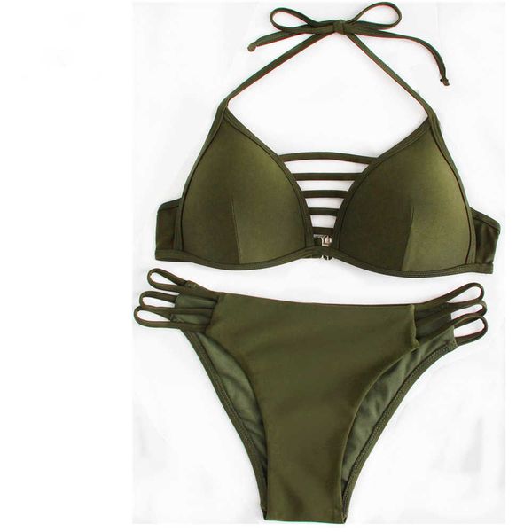

2021 elegant solid color multi-band triangle bikini manufacturers wholesale first-hand ply swimwear swimsuitby air