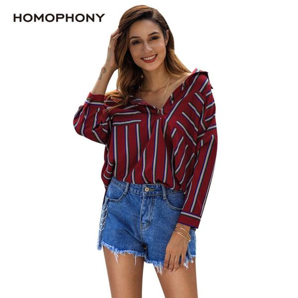 

women's blouses & shirts homophony striped blouse loose women casual long sleeve autumn plus size shirt woman cloth office lady, White