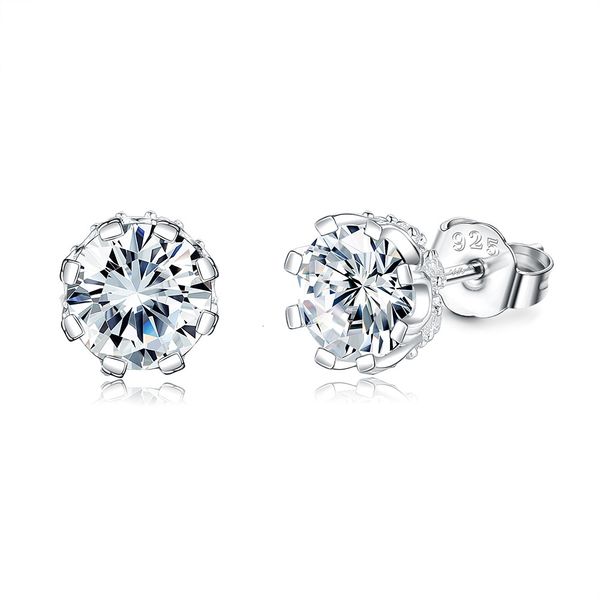 

925 sterling silver earrings simple flower shaped white zircon ins fashion trinket sve0130, Golden