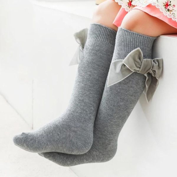 

socks winter autumn baby girls christmas bow children knee high long sock cotton spanish kids toddlers tube for 1-8years, Pink;yellow