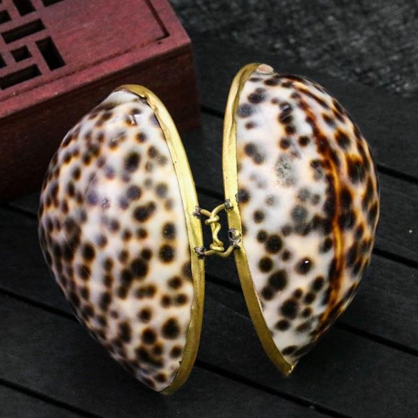

jewelry pouches, bags natural clams shell packaging box spot leopard print charms display appliances necklace earrings ring case craft penda, Pink;blue