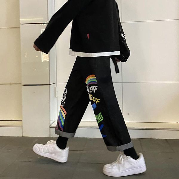 

2011individuality ripped jeans for women 2021 fashion wide leg pants blue high waist jeans woman streetwear