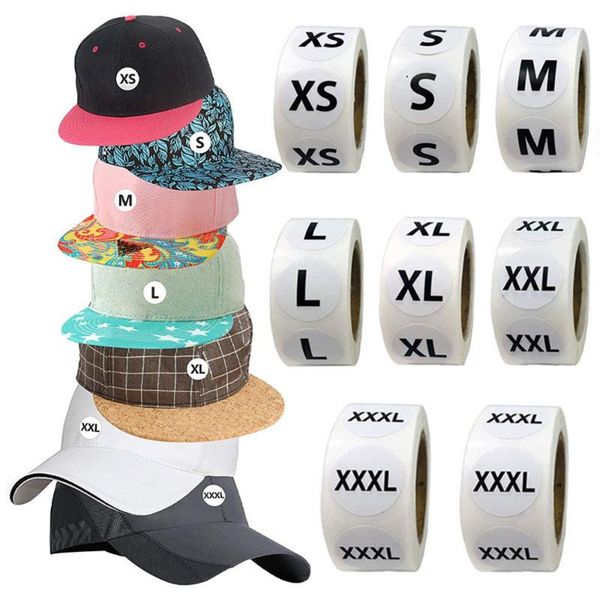 

500pcs/roll clothing size stickers black&white adhesive apparel circle labels 7 sizes sticker gift wrap
