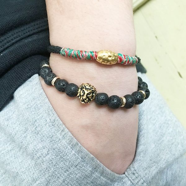 

2021 abc men volcano stone buddha beads elastic strands bracelet 2021 ell bracelets, Black