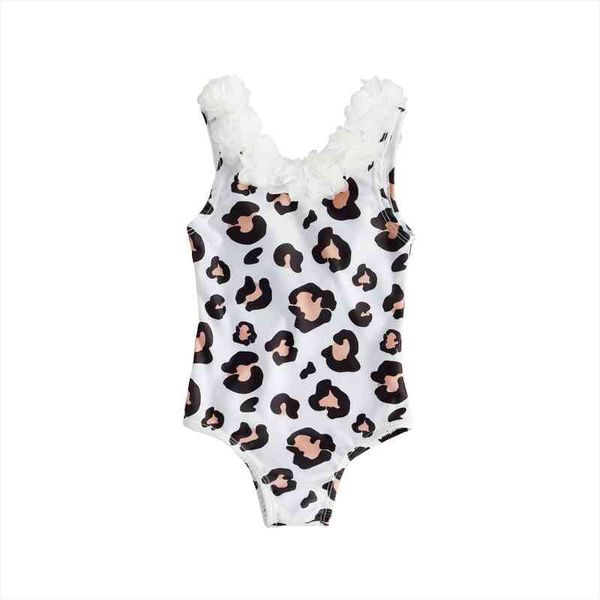 

summer baby girls one-piece leopard swimsuit flower sleeveless bodysuit swimwear bathing suit clothes, White