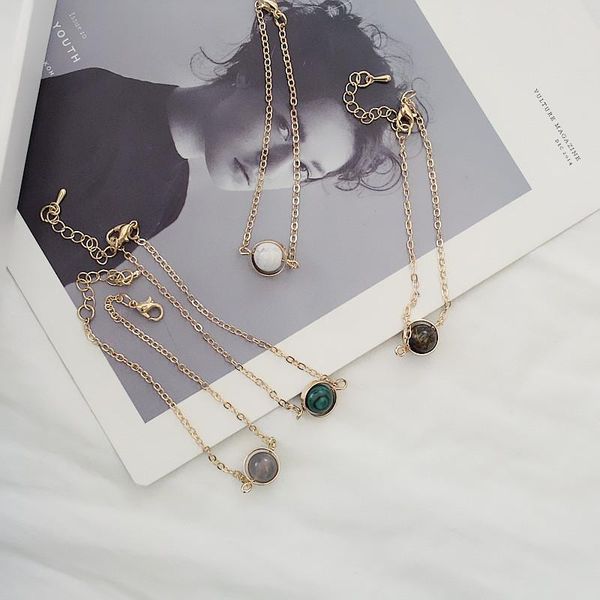 

handmade fashion lucky stone beads bracelet elastic for women girls simple style gold color bangles jewelry birthday gifts 2021 charm bracel, Golden;silver