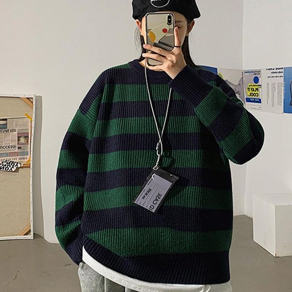 

women's sweaters green striped sweater women winter pullovers harajuku knitted oversized casual jumper couple streetwear sueter de muje, White;black