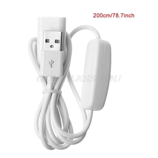 

hubs 1pcs 2m usb white cable male to female with switch on/off extension toggle for lamp fan power line drop