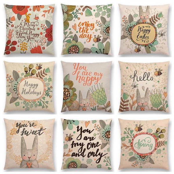 

cushion/decorative pillow forest trees flowers plants cute animals bear bees wishes warm words happy cushion cover sofa throw nice ca