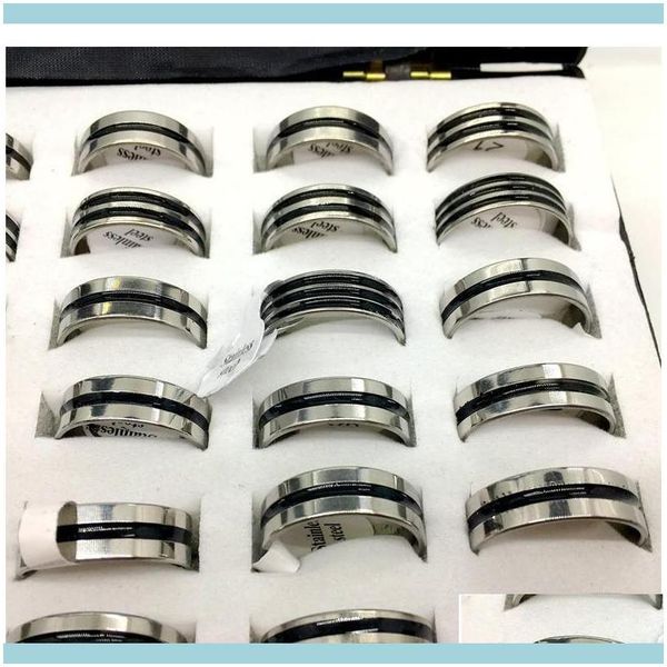 

band jewelry50pcs sier stainless steel fashion mens women jewelry ring wedding party gift rings wholesale lots 3ohm7 drop delivery wavl, Silver