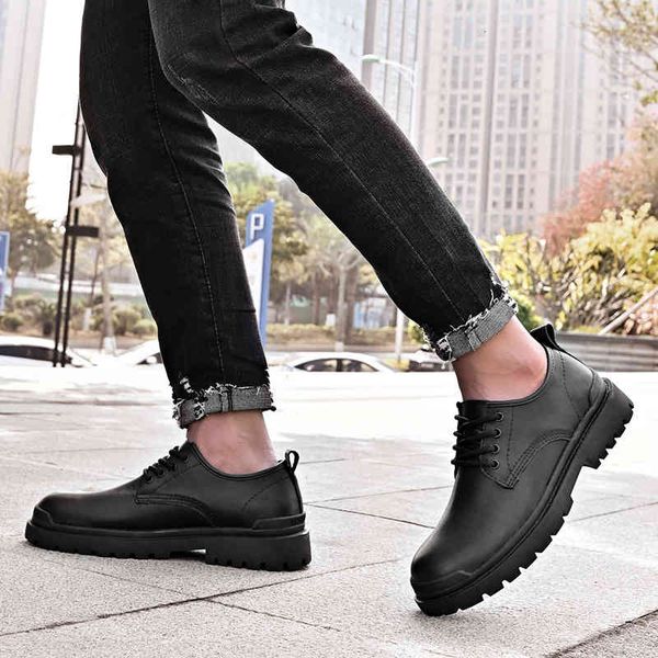 

dress shoes 2021 men's casual trend wild fashion low thick-soled oxford genuine leather comfortable m39k, Black
