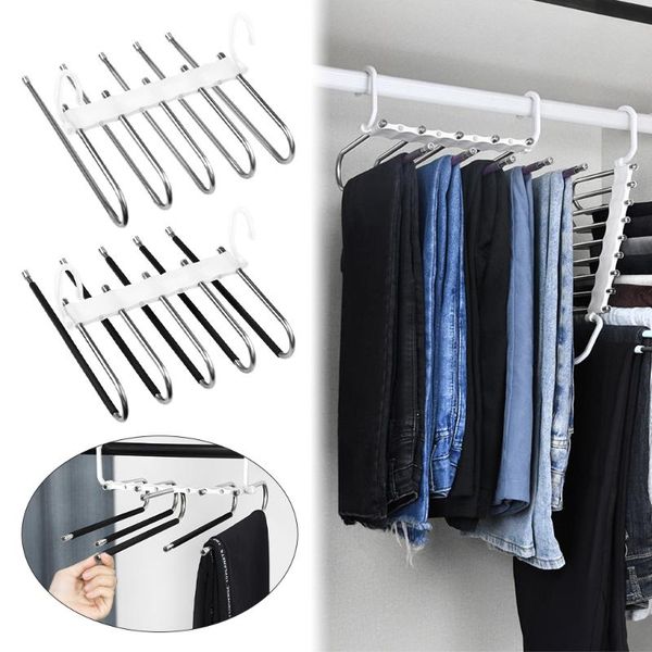

hangers & racks multi-functional 5 for clothes rack closet organizer adjustable pants storage stainless steel hanger