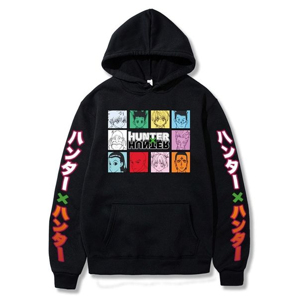

x hunter autumn winter trend cartoon printed men's hooded sweater, Black