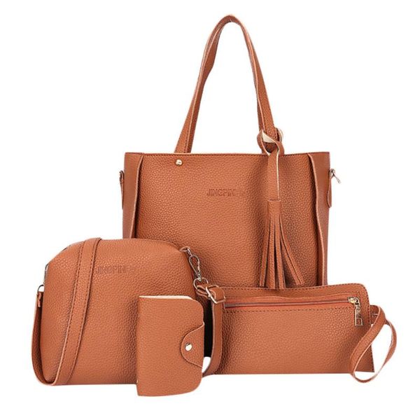

storage bags vip -4pcs/set fashion women pu large capacity purse handbag wallets coin card package ladies shoulder bag
