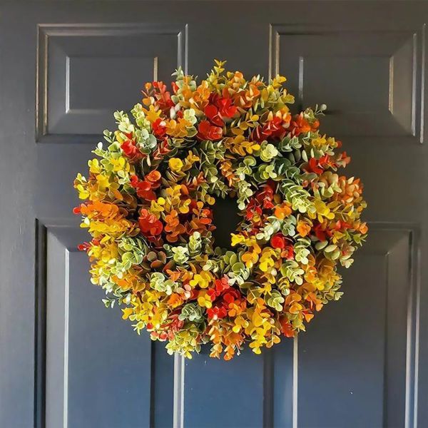 

decorative flowers & wreaths autumn eucalyptus wreath mixed door handcrafted garlands for thanksgiving wall window home decoration pendants