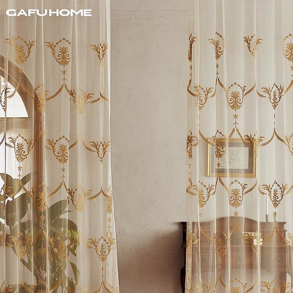 

curtain & drapes retro european american light luxury wave embroidery living room bedroom window screen custom gold and silver blue