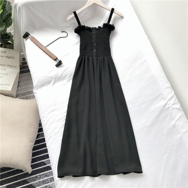 

casual dresses women 4 colors square collar sleeveless summer all-match korean style elegant students party mujer de moda vestidos cozy, Black;gray