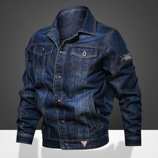 

men's jackets denim jacket slim bomber casual outerwear jeans large size multi pocket turn-lapel coat veste homme, Black;brown