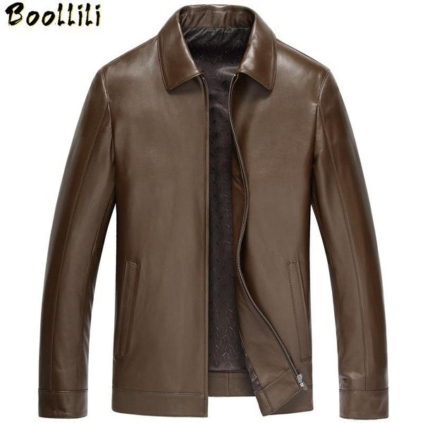 

men's leather & faux boollili jacket sheepskin coat genuine men autumn brown real jackets, Black