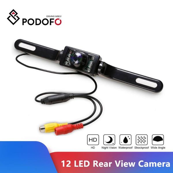 

podofo 12 led light car rear view camera universal ip66 mini auto front backup parking 170 wide angle hd color waterproof ip cameras