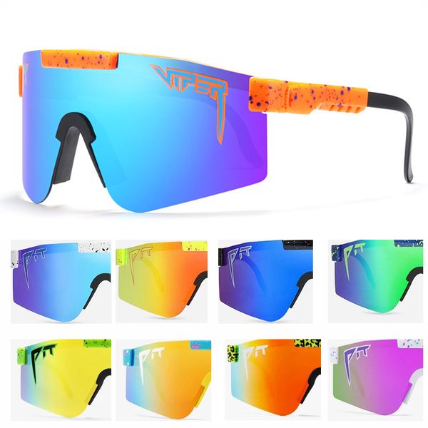 

fashion classic brand mirrored red lens pit viper sunglasses polarized men sport goggle tr90 frame uv400 protection q0121, White;black