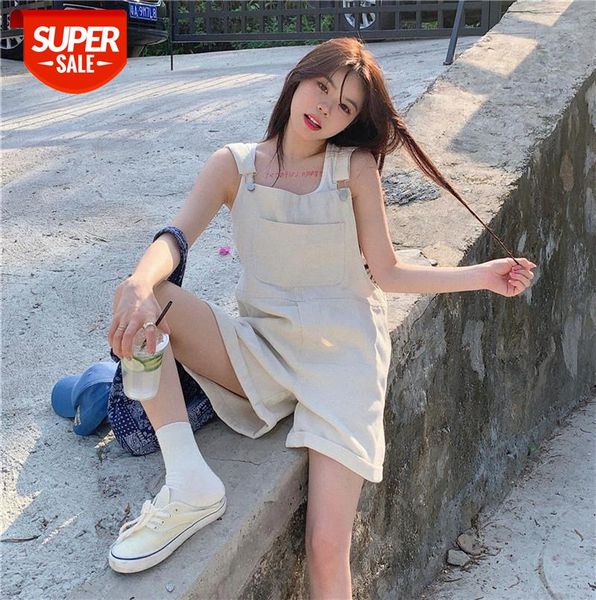 

retro work wide-leg pants sleeveless loose overalls women #e165, Black;gray
