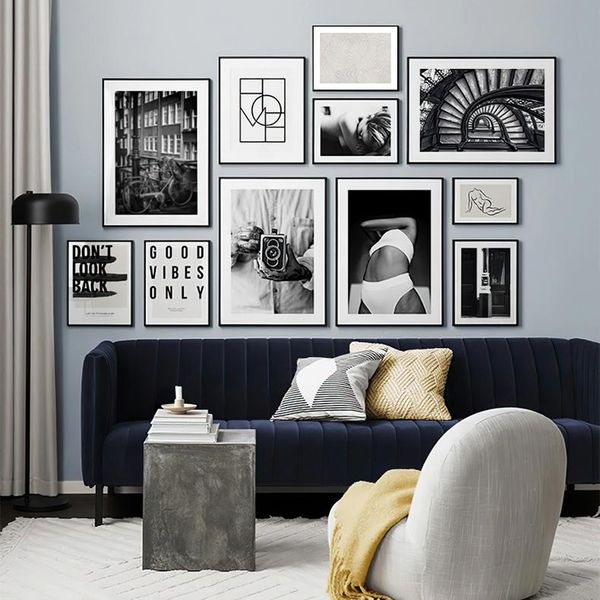 

paintings nordic art retro good vibes only canvas painting posters and prints black white letter wall pictures for living room decor