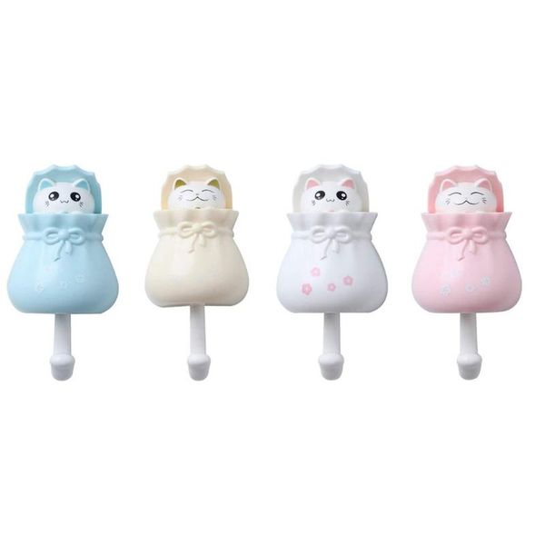 

creative lucky bag hook strong viscose punching cute entrance key sticky coat scarf lovely abs hooks & rails