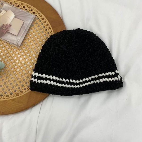

wide brim hats winter hat women fashion striped style bucket cap fisherman's retro knitted basin women's for autumn, Blue;gray