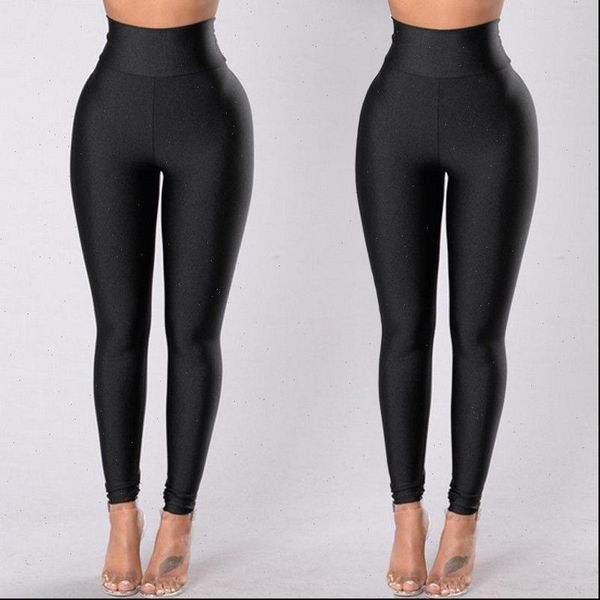 

spring arrivals slim solid womens legging black color elastic high waist casual long