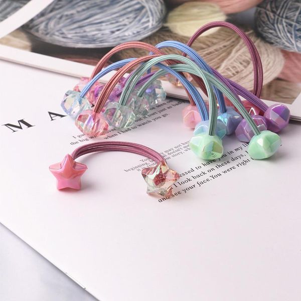 

hair accessories 2pcs/lot fashion star elastic bands cute simple rubber band gum for scrunchy women girls, Slivery;white