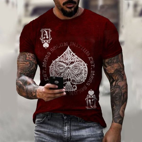 

spades print men's 3d printed t shirt visual impact party streetwear punk gothic round neck american muscle style short sleeves, White;black