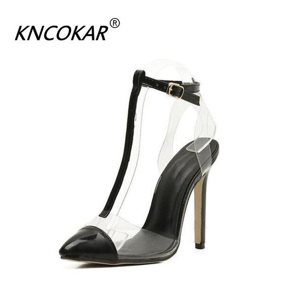 

summer 2021 fashion trend transparent film and pointed stiletto sandals, Black