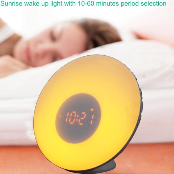 

other clocks & accessories creative wake-up alarm clock light led colorful color change intelligent voice control sleep night
