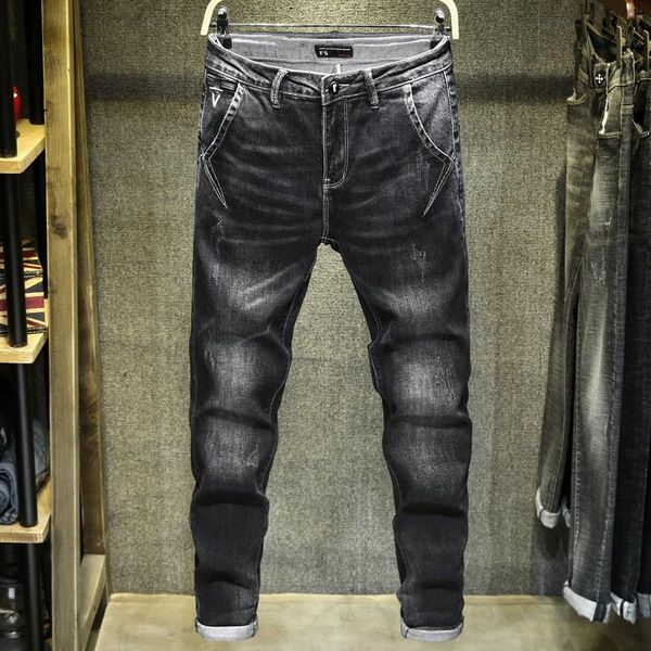 

men's jeans 2021 autumn winter trend brand thick cotton slim-fit personality classic style youth fashion black size 28-38, Blue